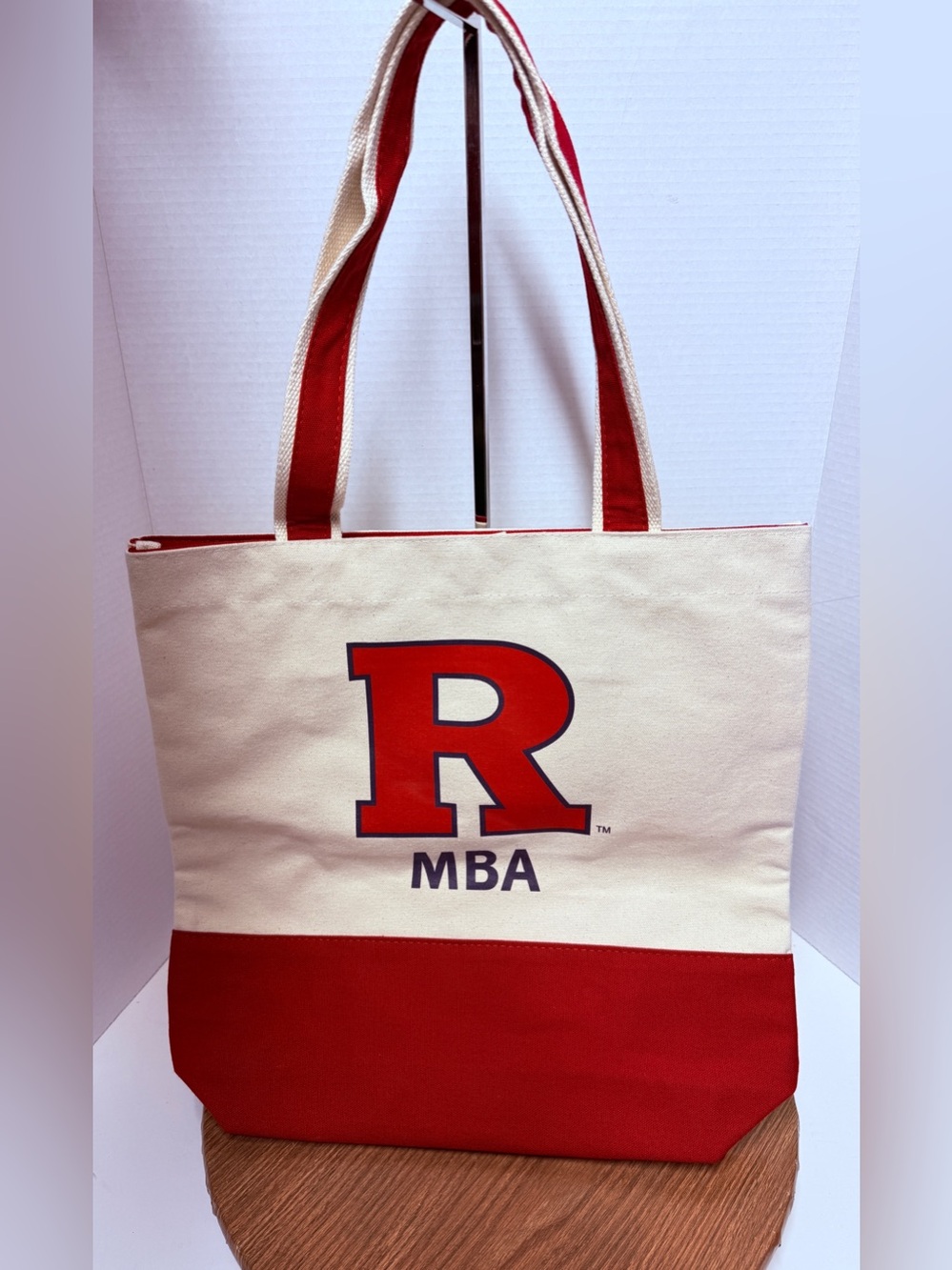 Rutgers University Scarlet Knights NWOT Red & Tan “ R” MBA Tote Bag